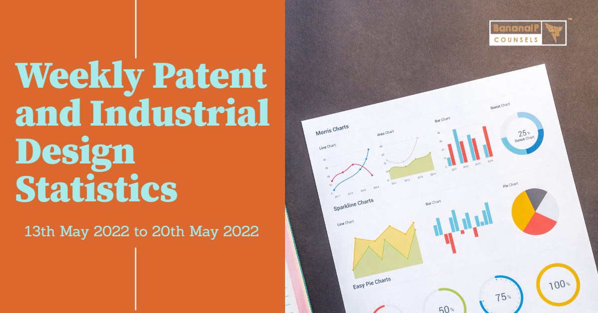 Weekly Patent and Industrial Design Statistics – 13th May 2022 to 20th May 2022