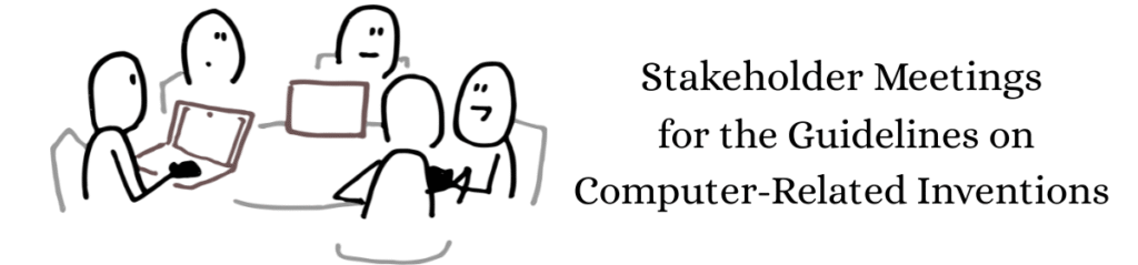 Illustration of five individuals around a table using laptops, and discussing