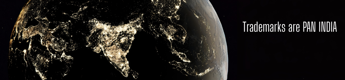 A satellite view of India at night with illuminated cities, highlighting the phrase "Trademarks are PAN INDIA".