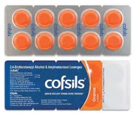 COFSILS Lozenges packaging in orange, white, blue and silver with Cipla's branding in white. 