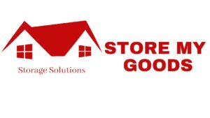 Store My Goods logo with red house roof and text.