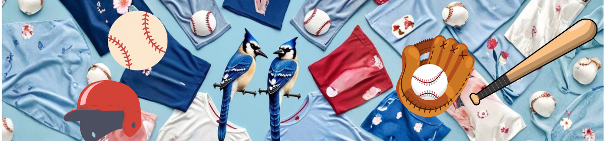 Blue jay birds with apparel and baseball equipment