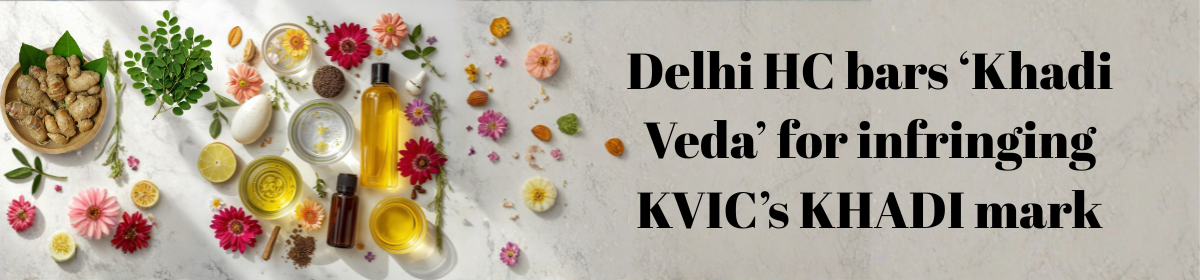 Banner with ayurvedic skincare items and title on Khadi Veda case