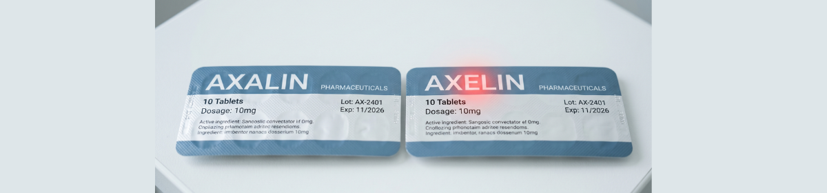 Two pharmaceutical blister packs with near-identical brand names differing by one letter, illustrating pharmaceutical trademark infringement and deceptive similarity - as examined in the Delhi High Court ruling in Sanofi v. Intas Pharmaceuticals.