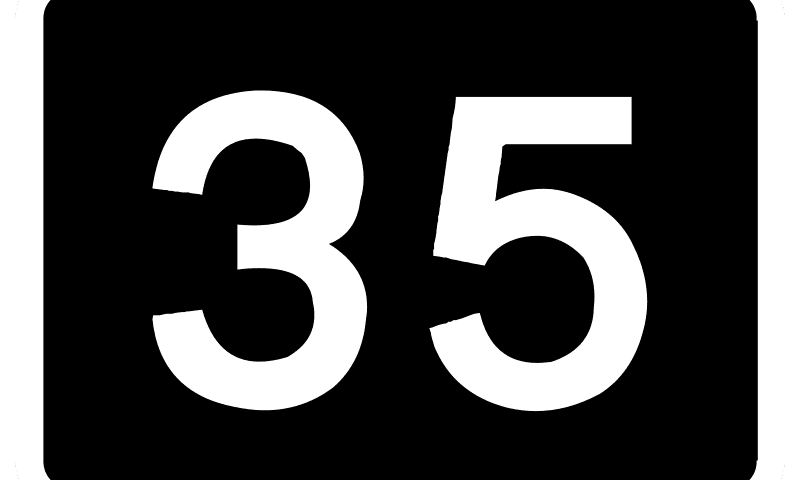 The image depicts the number 35.