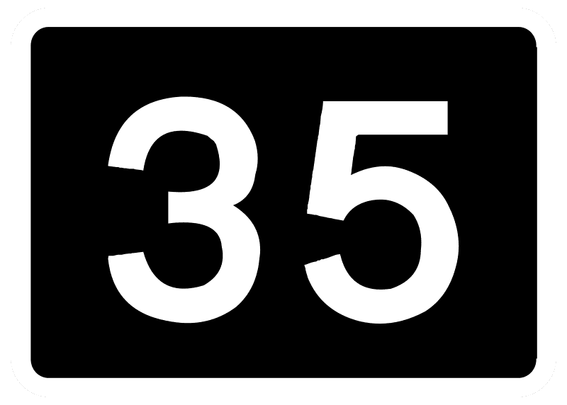 The image depicts the number 35.