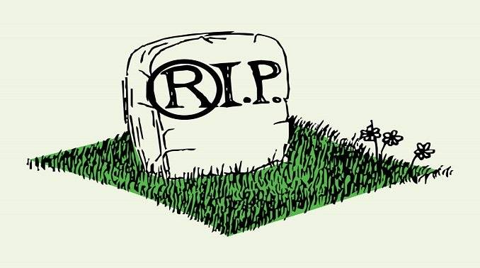 The image depicts a tombstone with the Registered mark on it. This post talks about Trademark death due to genericization. Click on the image to read the full post.