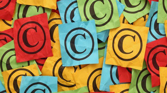 The image has multiple copyright symbols in different colours. The post discusses some cases on fair use exception. Click on image to read post.