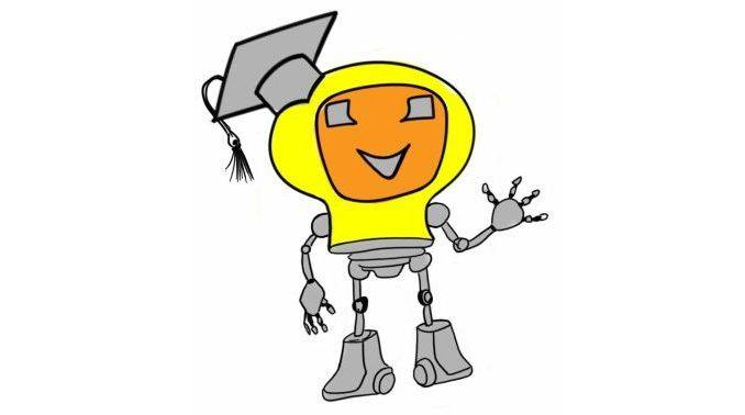 The image depicts a robotic child wearing a Graduation Hat. This image is relevant as the article is about Patent. Click on the image for more information