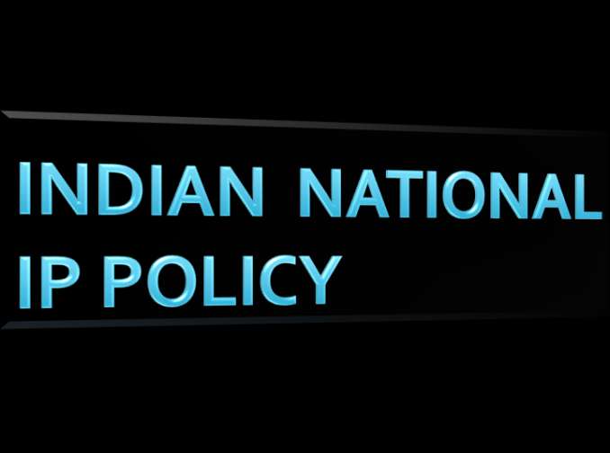 A custom made image which reads "Indian National IP Policy", which is the subject of the article. To read please click here.