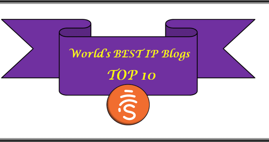 The custom image depicts a ribbon of honor inscribed with the words"World's BEST IP Blogs, Top 10" This post is about the best IP blogs featured on sinapse. To read more click here.