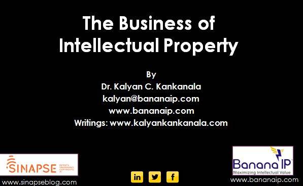 The featured image shows the first page of the PPT posted here. The image reads "the business of intellectual property". To read more click here