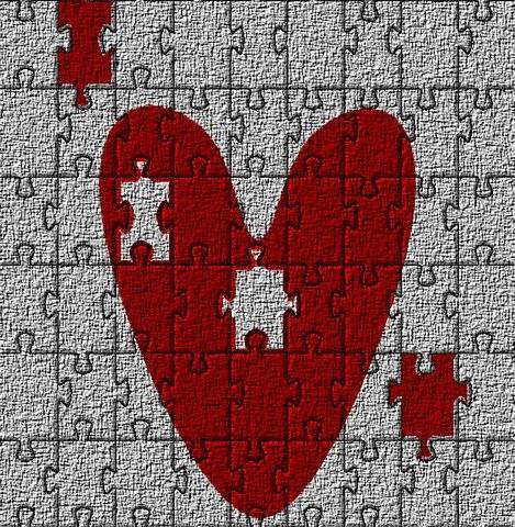 The image is of a jigsaw puzzle game which forms a heart as the post is about love patents