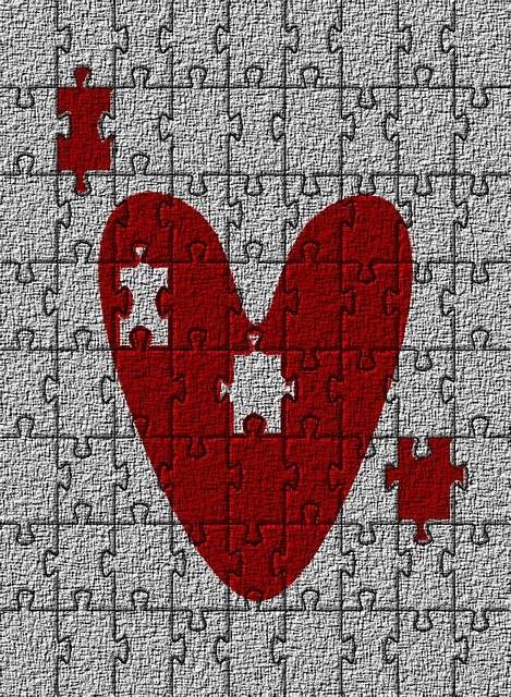 The image is of a jigsaw puzzle game which forms a heart as the post is about love patents