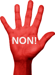 The image says NON (non in french) written on a hand painted red. The article is about IPRS non longer being a copyright society. To read more click here.