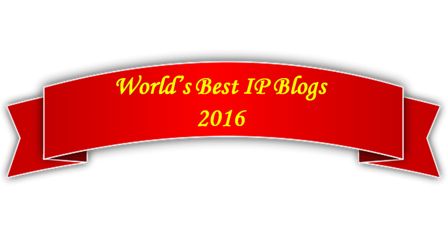The featured image shows a red ribbon with the words "World's Best IP Blogs 2016". To read more about this click here.