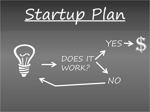 The featured image shows a board with the heading startup plan. A flow chart additionally shows a light bulb indicating idea with an arrow leading to the question does it work? if yes money, if no back to idea. To read this post on government schemes for startups, click here.