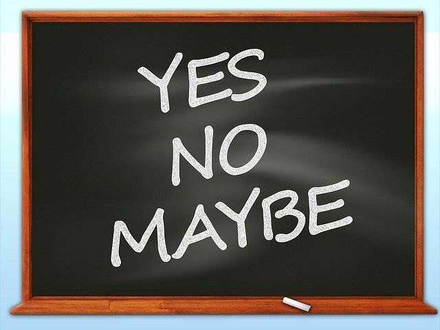 The featured image shows a blackboard with the words yes, no and may be written on it.