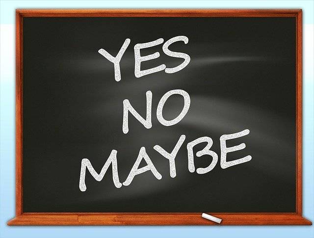 The featured image shows a blackboard with the words yes, no and may be written on it.