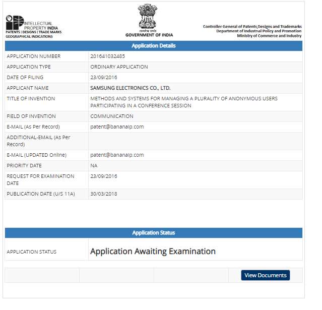 This image shows the details of the application, when the application uses the application status tab to search for the status of patent application online.