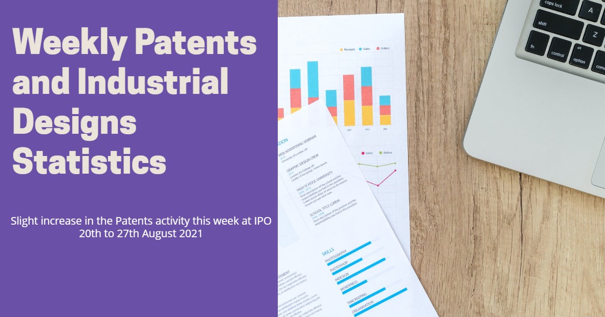 Slight increase in the Patents activity this week at IPO 20th to 27th August 2021
