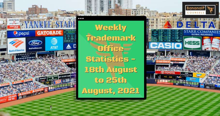 Weekly Trademark Office Statistics - 18th August to 25th August, 2021