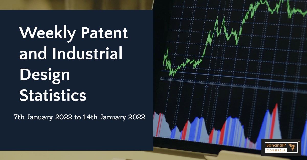 Weekly Patent Statistics- 7th January 2022 to 14th January 2022.