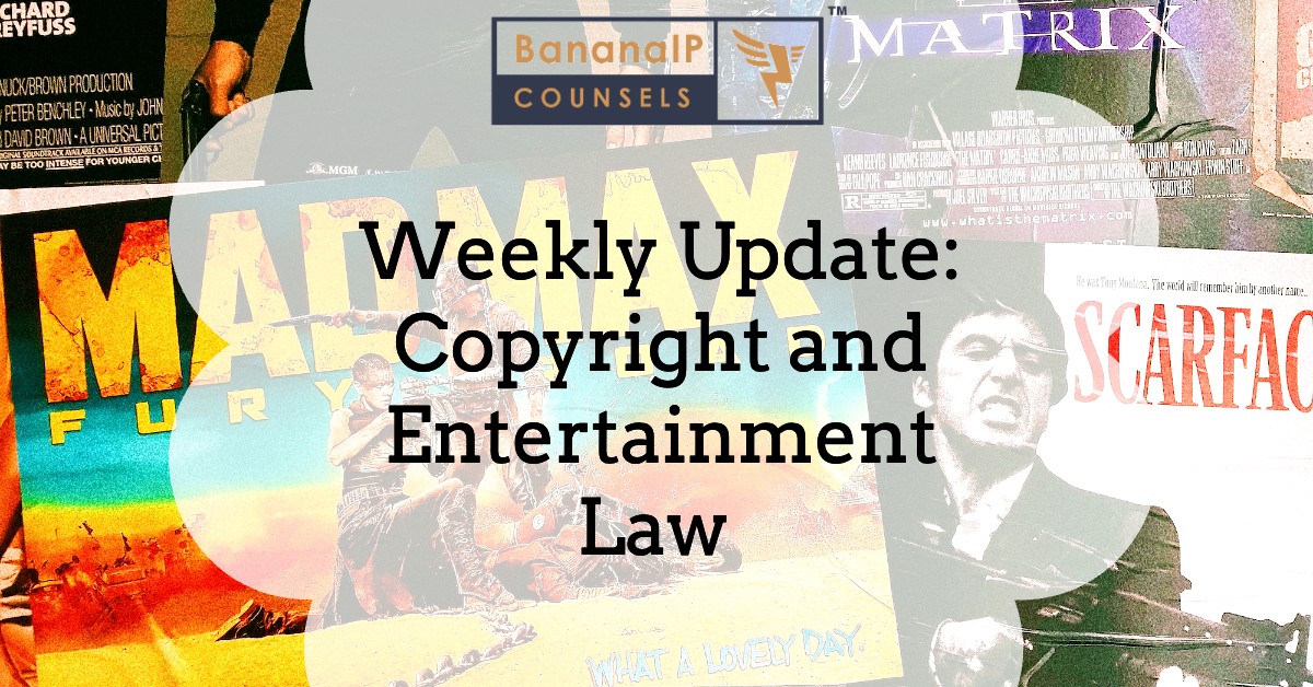 Featured image accompanying weekly blog post on copyright and entertainment