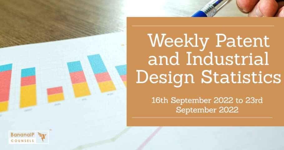Image featuring Weekly Patent and Industrial Design Statistics – 16th September 2022 to 23rd September 2022