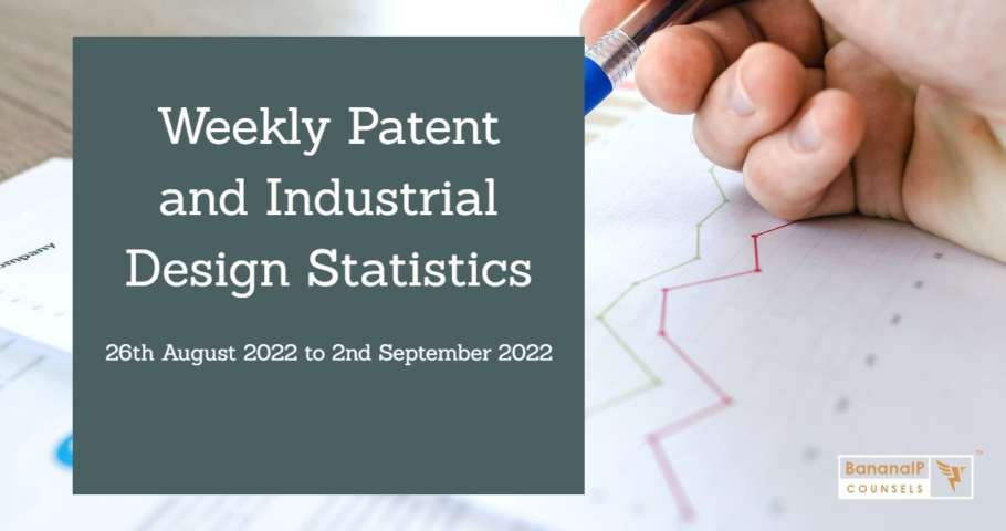 Image featuring Weekly Patent and Industrial Design Statistics - 26th August 2022 to 2nd September 2022