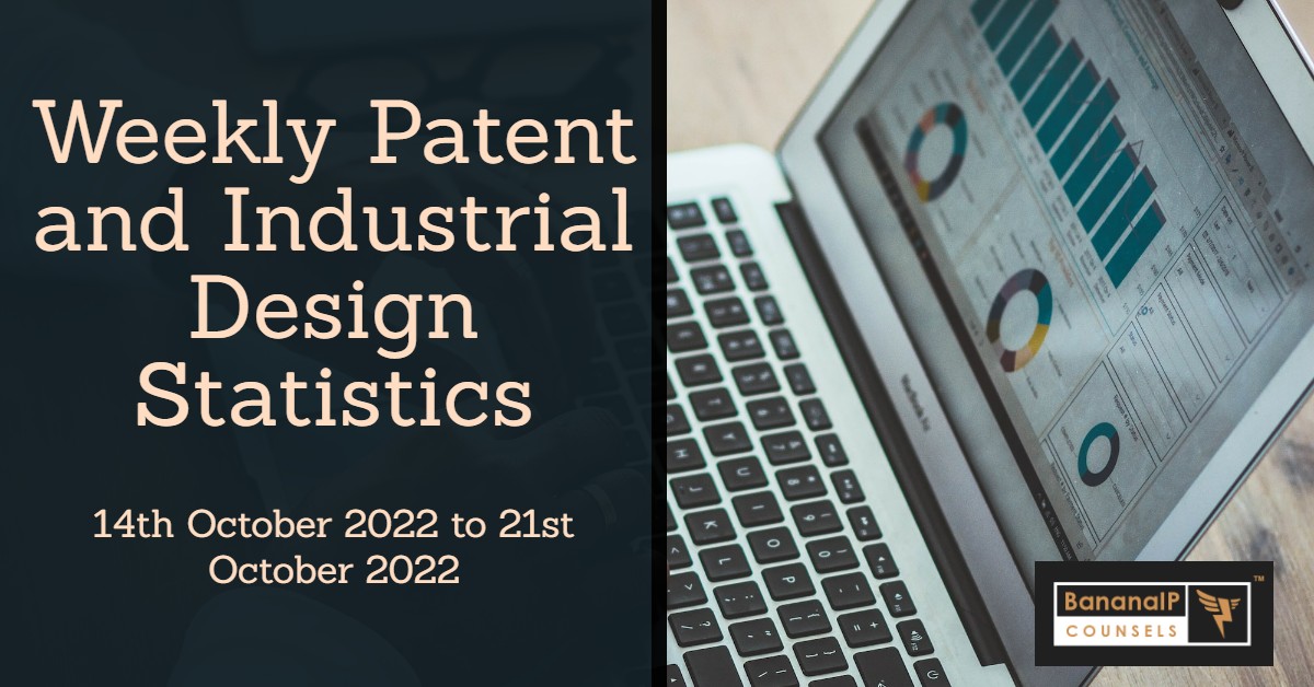 Image featuring Weekly Patent and Industrial Design Statistics – 14th October 2022 to 21st October 2022