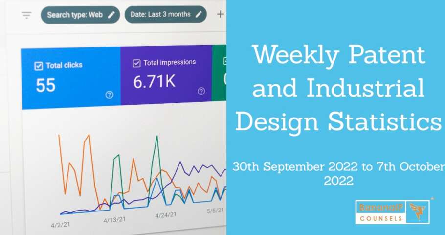 Image featuring "Weekly Patent and Industrial Design Statistics – 30th September 2022 to 7th October 2022"