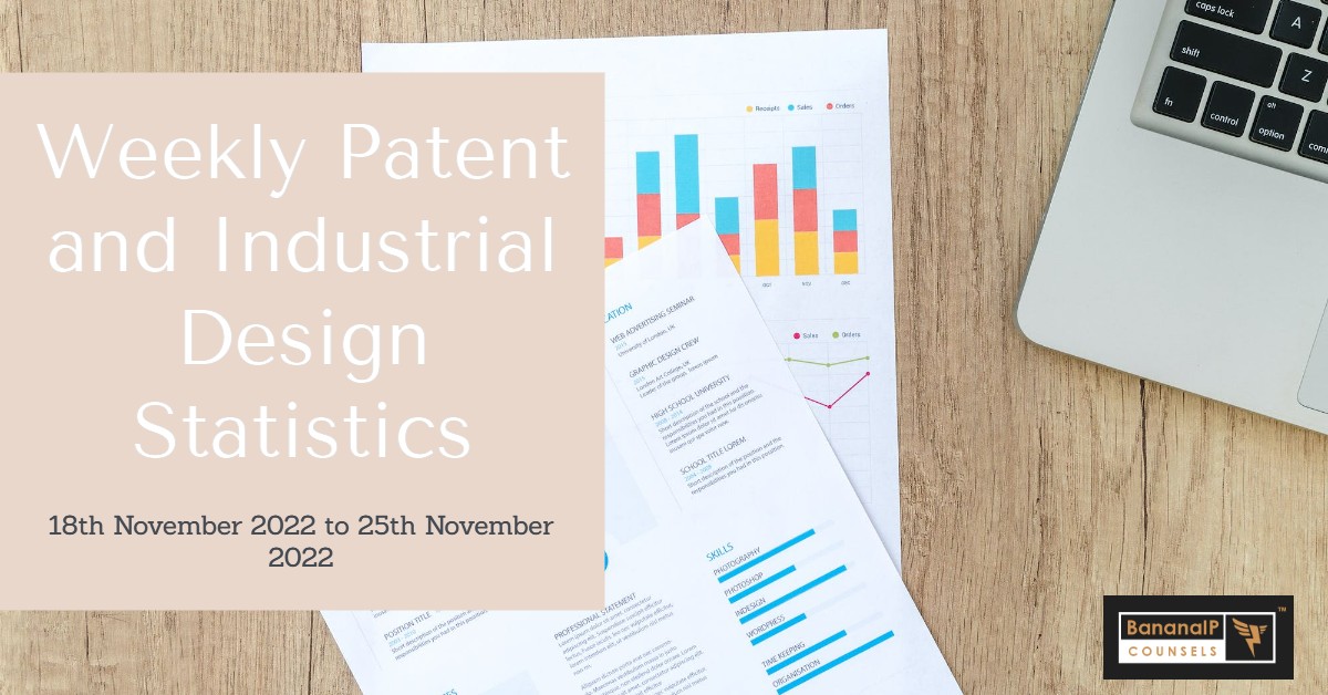 Image featuring Weekly Patent and Industrial Design Statistics – 18th November 2022 to 25th November 2022