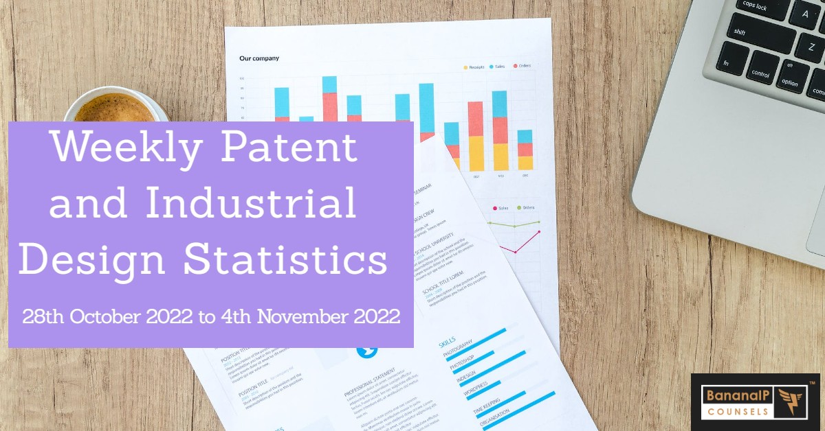 Image featuring Weekly Patent and Industrial Design Statistics – 28th October 2022 to 4th November 2022
