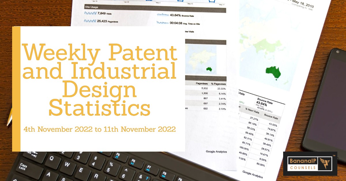Image featuring Weekly Patent and Industrial Design Statistics – 4th November 2022 to 11th November 2022