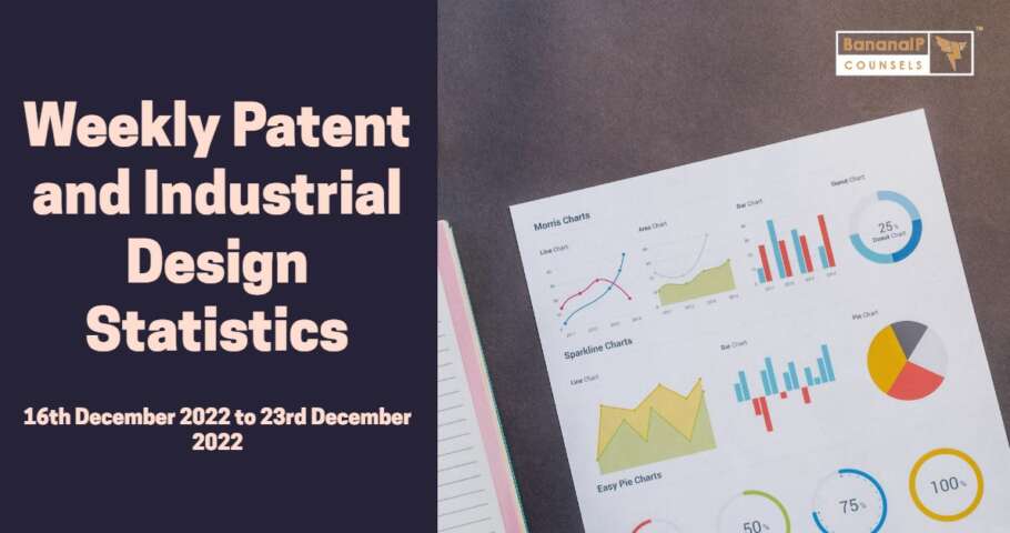 Image featuring Weekly Patent and Industrial Design Statistics – 16th December 2022 to 23rd December 2022