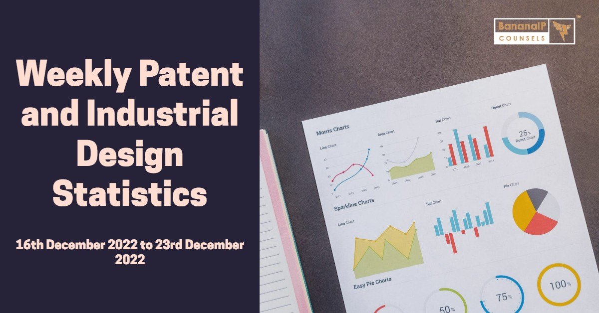 Image featuring Weekly Patent and Industrial Design Statistics – 16th December 2022 to 23rd December 2022