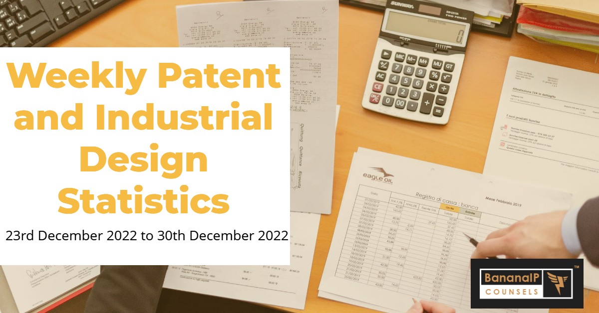 Image featuring Weekly Patent and Industrial Design Statistics – 23rd December 2022 to 30th December 2022