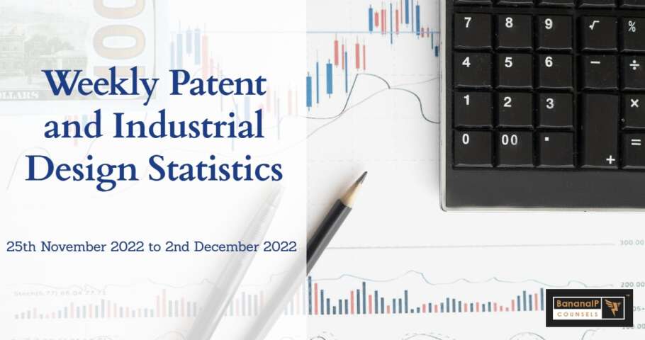 Image featuring Weekly Patent and Industrial Design Statistics – 25th November 2022 to 2nd December 2022