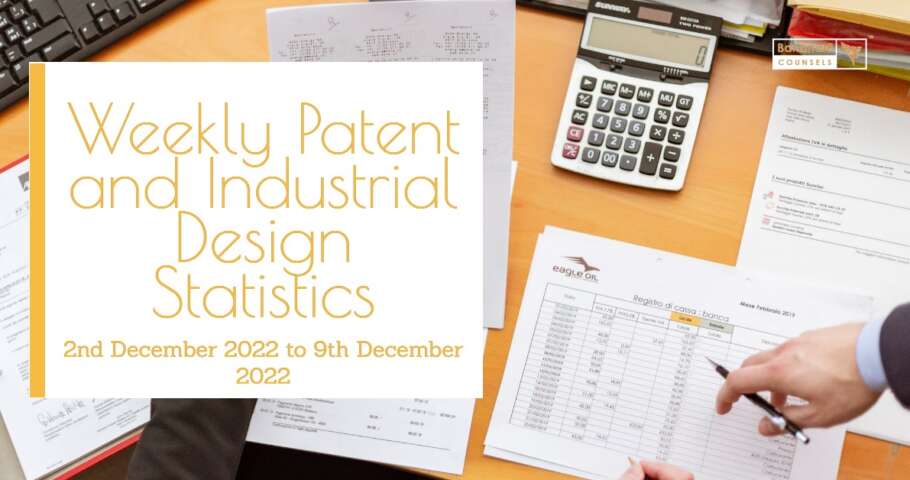 Image featuring Weekly Patent and Industrial Design Statistics – 2nd December 2022 to 9th December 2022
