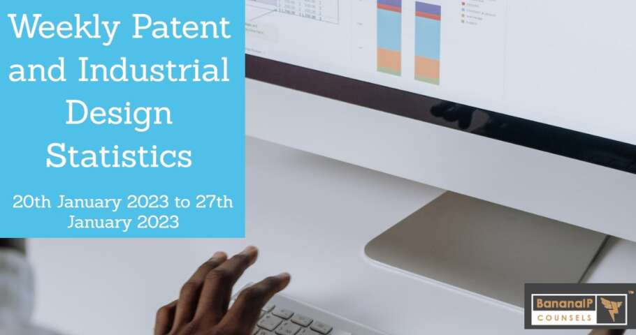 Weekly Patent and Industrial Design Statistics – 20th January 2023 to 27th January 2023