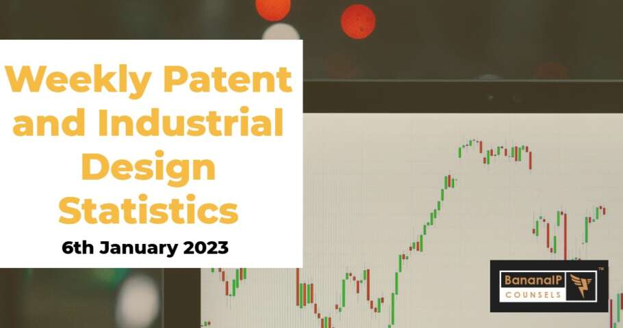 Image featuring Weekly Patent and Industrial Design Statistics – 6th January 2023