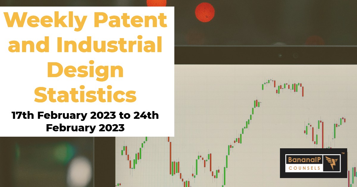 Image featuring Weekly Patent and Industrial Design Statistics – 17th February 2023 to 24th February 2023