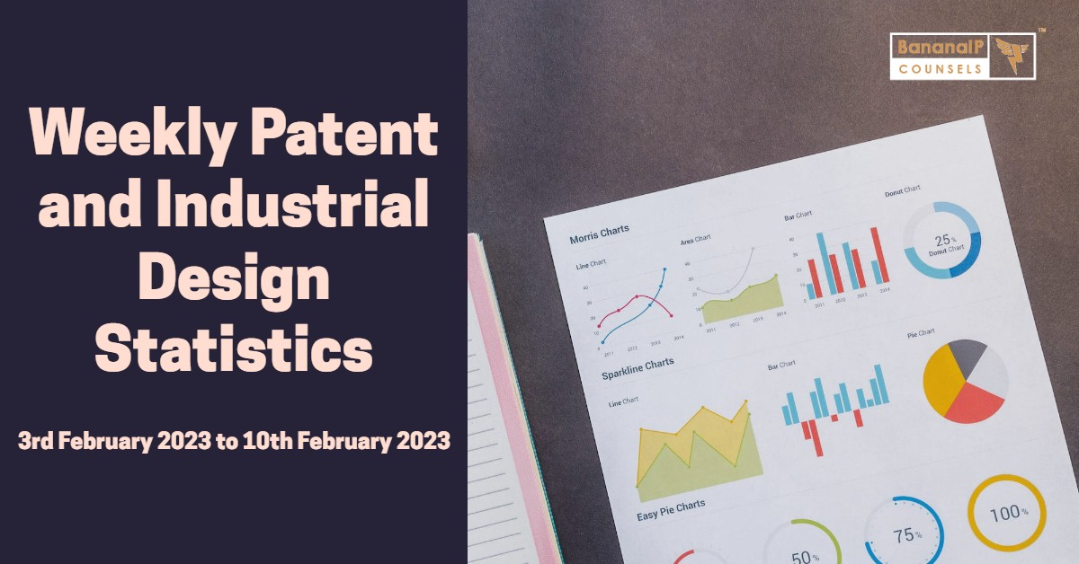 Image featuring Weekly Patent and Industrial Design Statistics – 3rd February 2023 to 10th February 2023