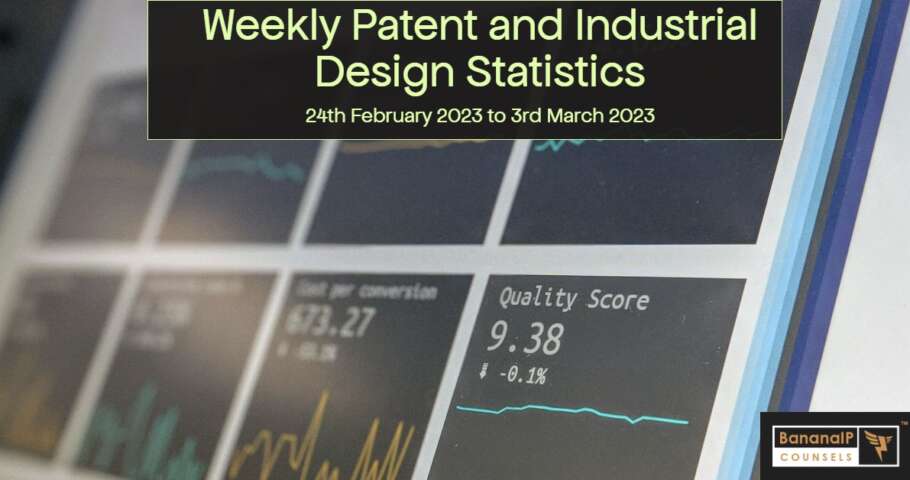 Image featuring Weekly Patent and Industrial Design Statistics – 24th February 2023 to 3rd March 2023