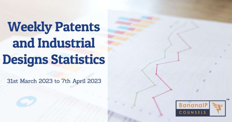 Image featuring Weekly Patent and Industrial Design Statistics – 31st March 2023 to 7th April 2023