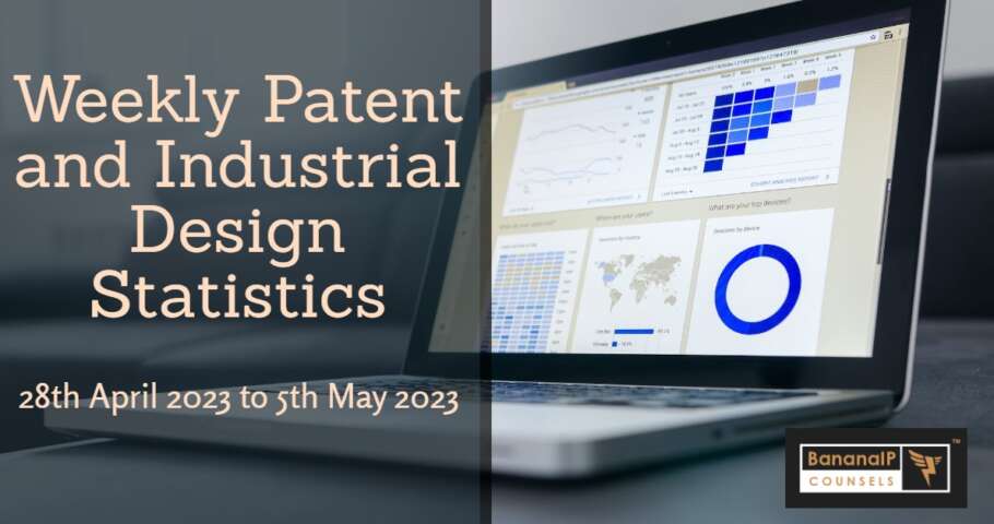 Image featuring Weekly Patent and Industrial Design Statistics – 28th April 2023 to 5th May 2023
