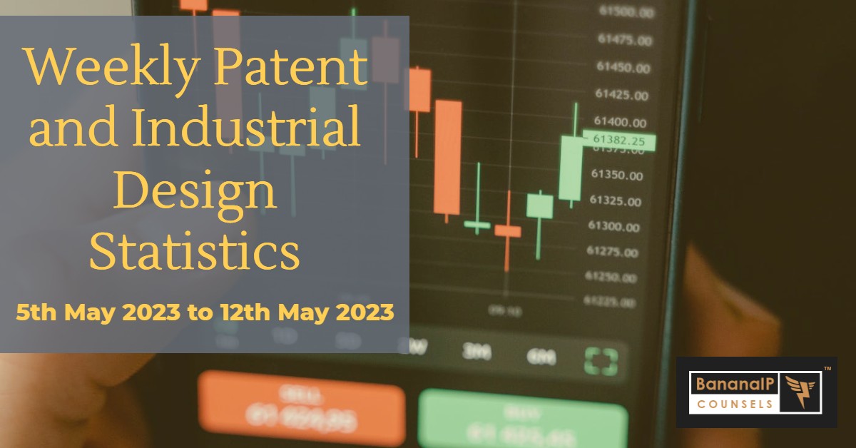 Image featuring Weekly Patent and Industrial Design Statistics – 5th May 2023 to 12th May 2023