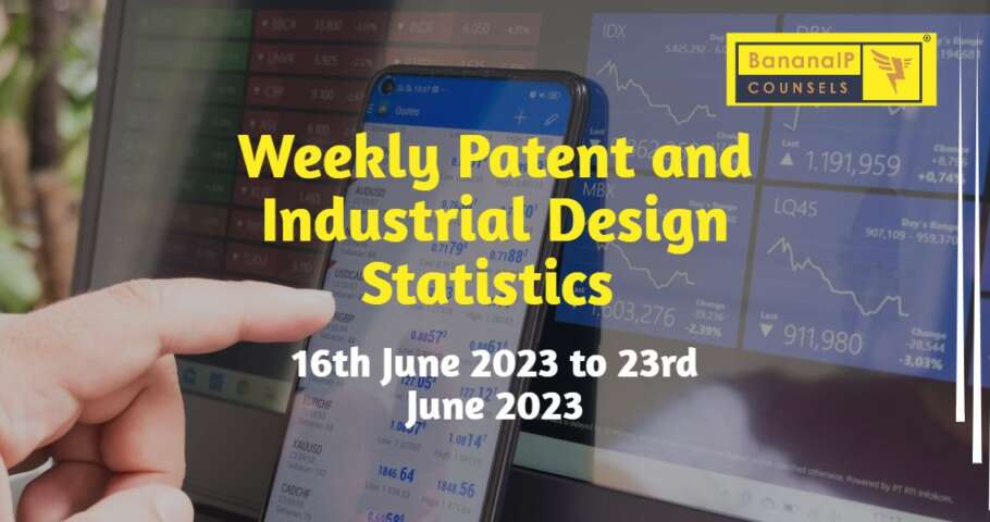 Image featuring Weekly Patent and Industrial Design Statistics – 16th June 2023 to 23rd June 2023