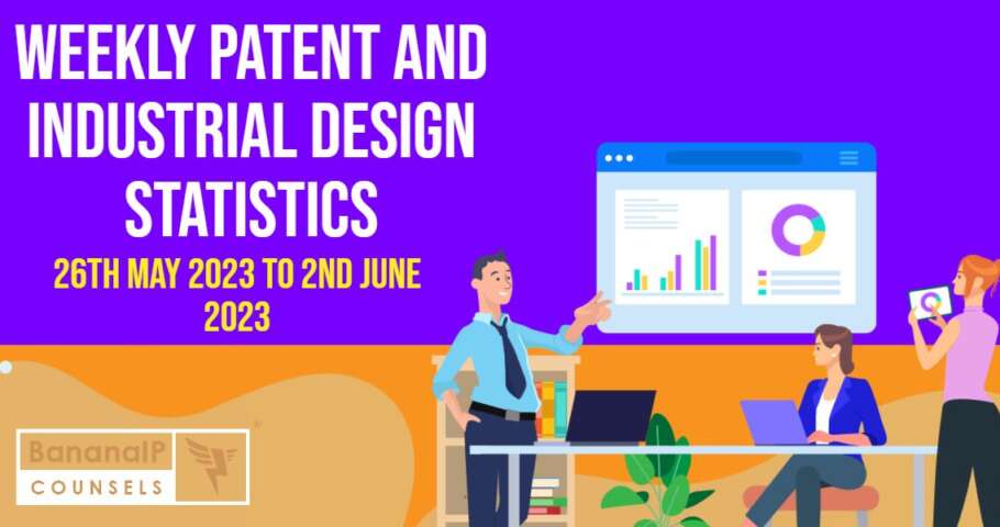 Image featuring Weekly Patent and Industrial Design Statistics – 26th May 2023 to 2nd June 2023